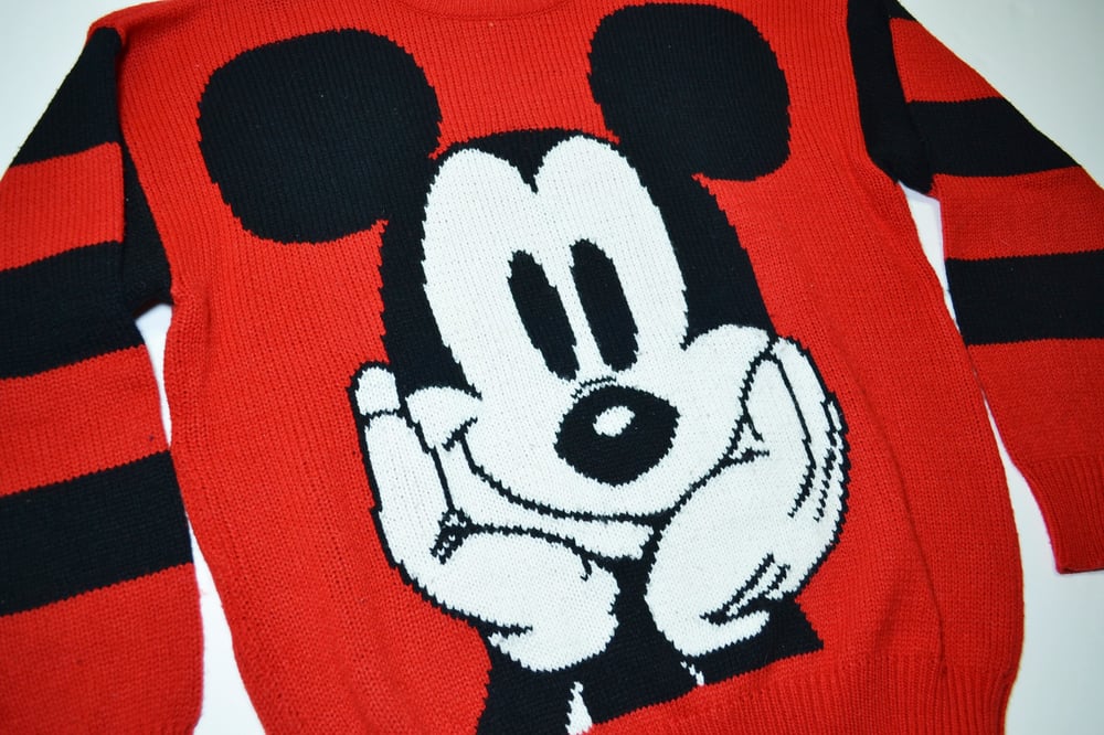 Vintage 1990's Mickey Mouse Big Face Knit Sweater Sz.M